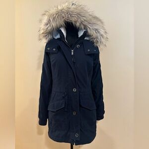 Vintage Hollister Jacket Fur Hood Trim Size Small